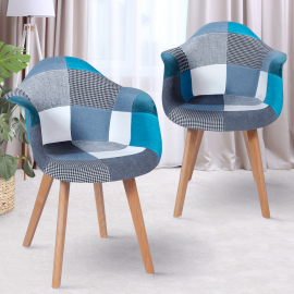 Lot de 2 fauteuils motifs patchworks bleus