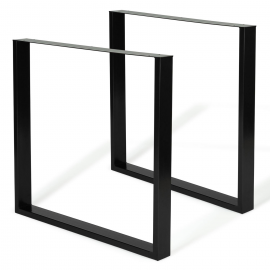 Lot de 2 pieds de table carrés noirs 78x71 cm design industriel