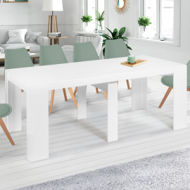 Table console extensible ORLANDO 10 personnes 235 cm bois blanc