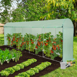 Serre à tomates 2 côtés relevables 6m² 4 saisons verte