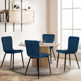 Lot de 4 chaises MACHA en velours bleu canard pour salle à manger
