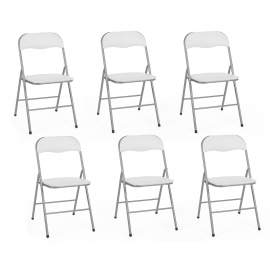 Lot de 6 chaises pliantes KITY blanches en PU