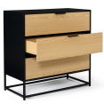 Commode 3 tiroirs NEVADA noir et bois design industriel