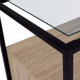 Commode 2 tiroirs SOLANO plateau en verre et pied métal design industriel