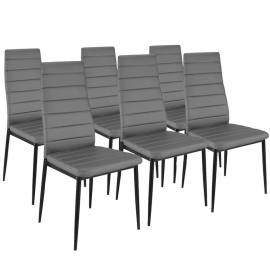 Lot de 6 chaises ROMANE grises pour salle à manger
