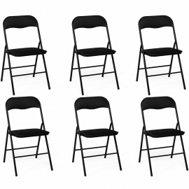 Lot de 6 chaises pliantes KITY noires en PU