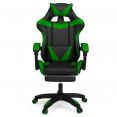 Fauteuil de gaming ALEX réglable avec repose-pied, coussin de tête et coussin lombaire noir et vert