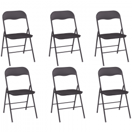 Lot de 6 chaises pliantes KITY gris foncé en PU