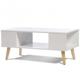 TABLE BASSE EFFIE BLANCHE / ANGLES BLANC 90X45X38CM